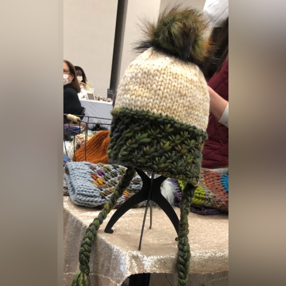 Hand made one of a kind “BLUE ACORN BEANIE”!!